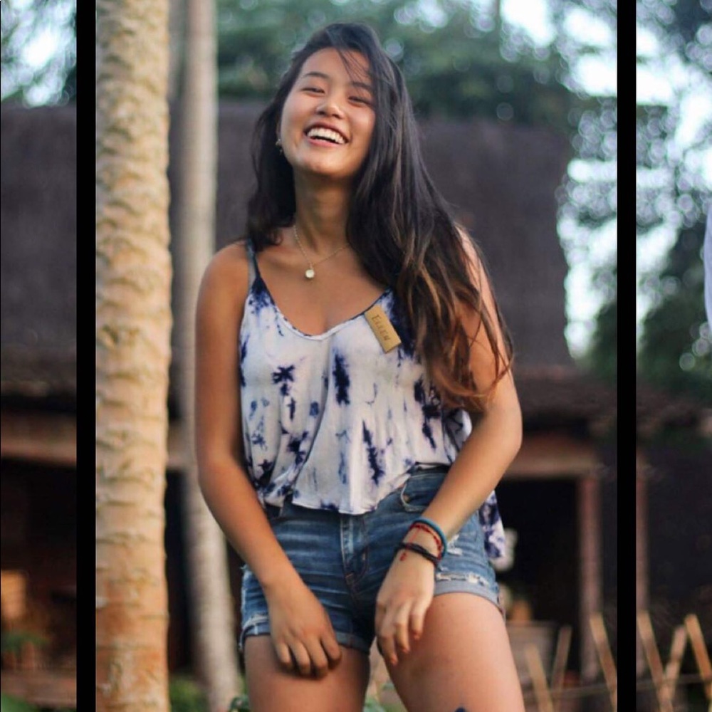 URBAN OUTFITTERS TIE DYE FLOUNCY CROP TANK ECOTE